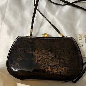 Vintage Lester Melnick Of Dallas Black And Gold Evening Clutch
